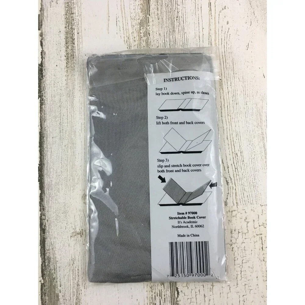 Vtg It's Academic Stretchable Book Cover Silver